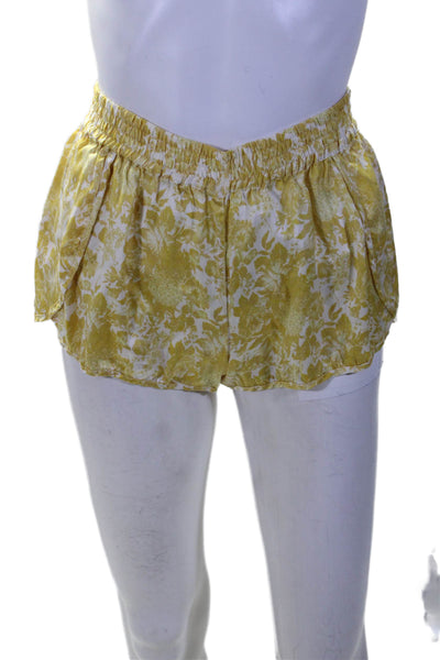 Stella McCartney Womens Floral Printed Silk Short Shorts Yellow White Size Small