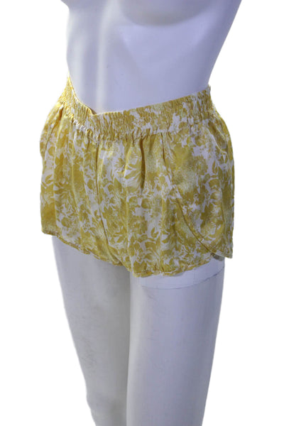 Stella McCartney Womens Floral Printed Silk Short Shorts Yellow White Size Small