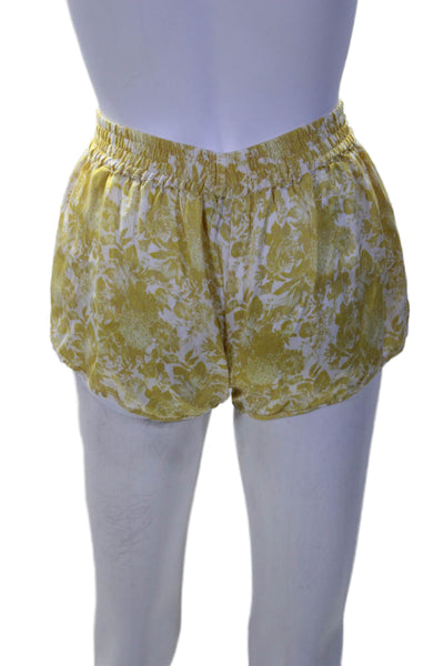 Stella McCartney Womens Floral Printed Silk Short Shorts Yellow White Size Small