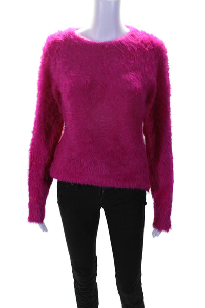 Lou & Grey Womens Long Sleeve Scoop Neck Fuzzy Sweater Pink Size Extra Small