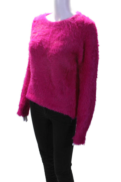 Lou & Grey Womens Long Sleeve Scoop Neck Fuzzy Sweater Pink Size Extra Small