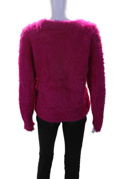 Lou & Grey Womens Long Sleeve Scoop Neck Fuzzy Sweater Pink Size Extra Small