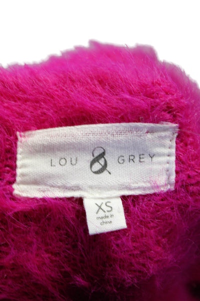 Lou & Grey Womens Long Sleeve Scoop Neck Fuzzy Sweater Pink Size Extra Small