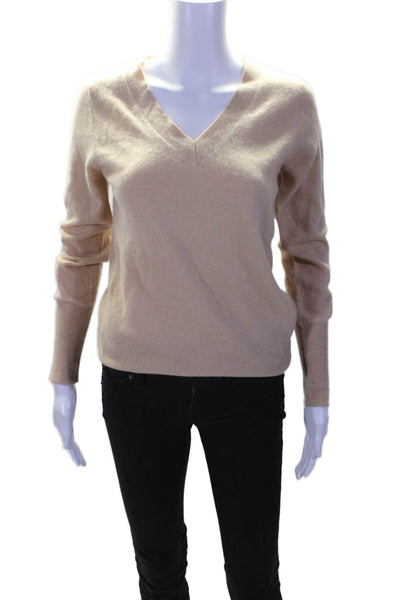 Lord & Taylor Womens Long Sleeve V Neck Cashmere Sweater Brown Size XS