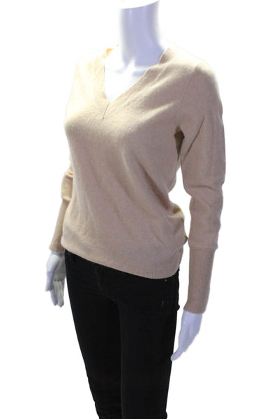 Lord & Taylor Womens Long Sleeve V Neck Cashmere Sweater Brown Size XS