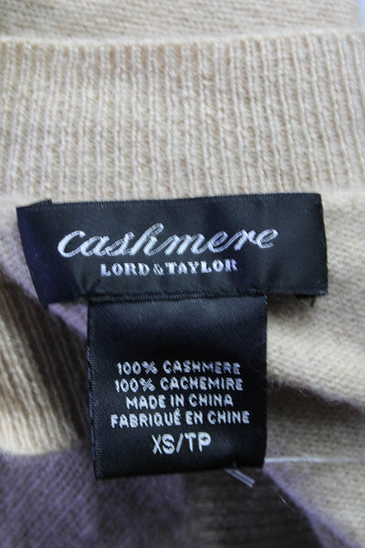 Lord & Taylor Womens Long Sleeve V Neck Cashmere Sweater Brown Size XS