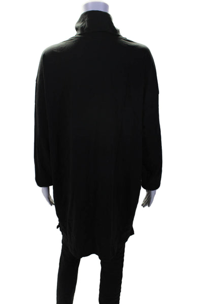 ATM Womens Cotton Long Sleeve Turtleneck Lined Long Sweater Top Black Size L