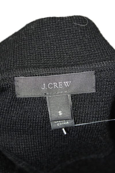 J Crew Womens Wool Knit Notch Collar Button Up Cardigan Sweater Black Size S