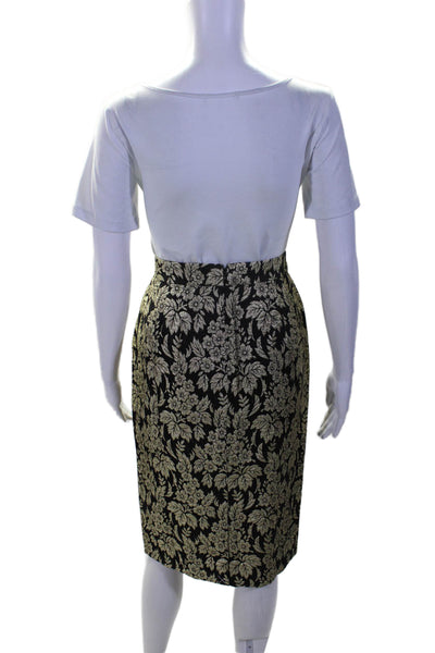 J Crew Women's Hook Closure Slit Hem A-Line Gold Floral Midi Skirt Size 6