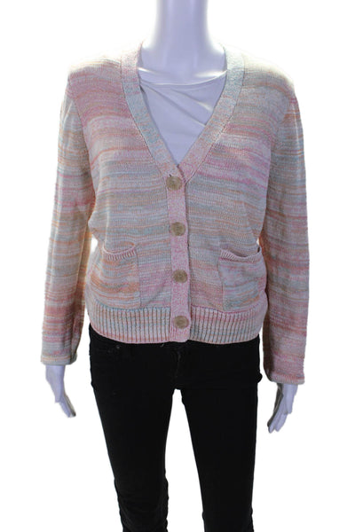 J Crew Womens V-Neck Long Sleeves Button Down Cardigan Sweater Multicolor Size M