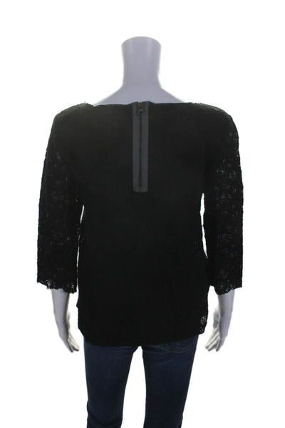 Zadig & Voltaire Deluxe Womens Long Sleeve V Neck Back Zip Blouse Black Small