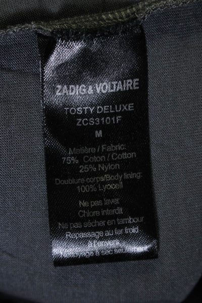 Zadig & Voltaire Deluxe Womens Long Sleeve V Neck Back Zip Blouse Black Small