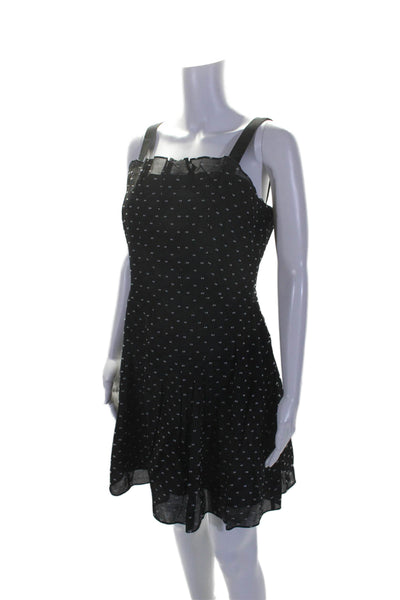 Rebecca Taylor Womens Back Zip Spotted Knee Length Dress Black Size 10