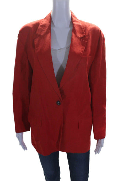 Max Mara Womens Linen Long Sleeves Single Button Blazer Jacket Red Size 6