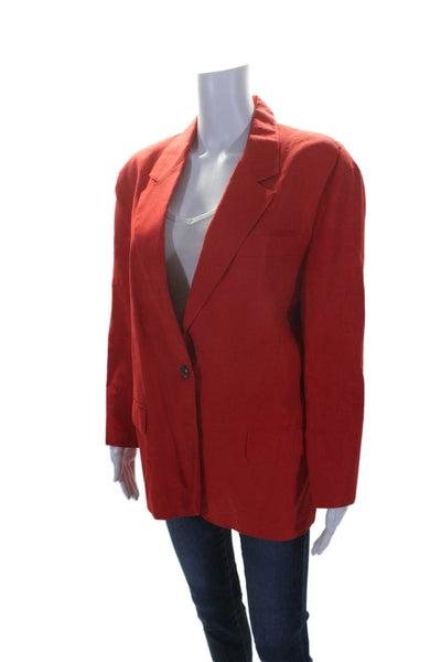 Max Mara Womens Linen Long Sleeves Single Button Blazer Jacket Red Size 6