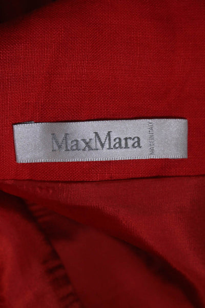 Max Mara Womens Linen Long Sleeves Single Button Blazer Jacket Red Size 6