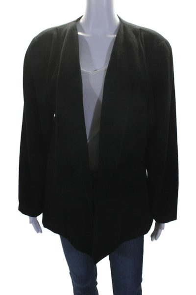 Ipietier Mui Womens Double Breasted Long Sleeves Jacket Black Wool Size 6