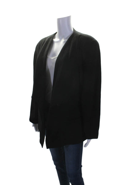 Ipietier Mui Womens Double Breasted Long Sleeves Jacket Black Wool Size 6