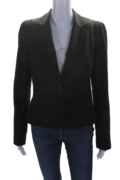 Tahari Womens Long Sleeves Classic Lapel Single Button Blazer Jacket Black Size