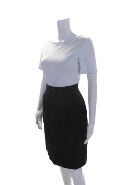 Max Mara Womens Linen Zip Up Knee Length Pencil Skirt Black Size 6