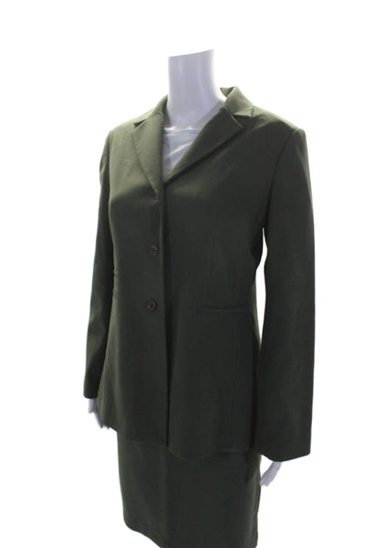 BCBG Max Azria Womens Button Down Side Slit Pencil Skirt Suit Green Size 8/6