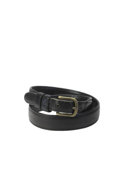 Coach Womens Leather Gold Tone Buckle Skinny Width Belt Black Size 28