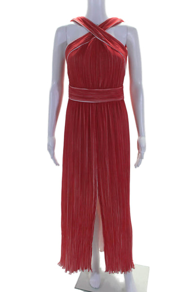 Yigal Azrouel Women's Halter Neck Sleeveless Slit Hem Maxi Dress Red Size 4