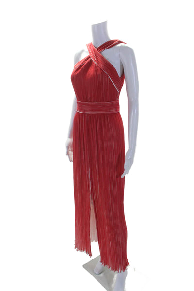 Yigal Azrouel Women's Halter Neck Sleeveless Slit Hem Maxi Dress Red Size 4