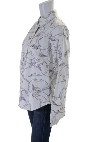 Lauren Ralph Lauren Womens Cotton Collared Button Up Blouse Top White Size M