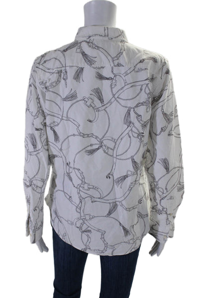 Lauren Ralph Lauren Womens Cotton Collared Button Up Blouse Top White Size M