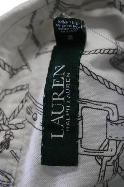 Lauren Ralph Lauren Womens Cotton Collared Button Up Blouse Top White Size M
