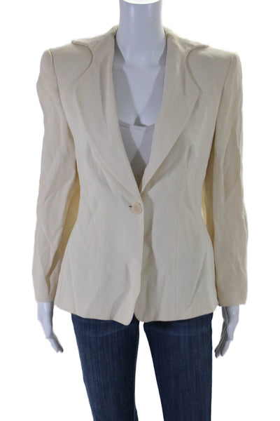 Giorgio Armani Womens Long Sleeve One Button Blazer Beige Size Large