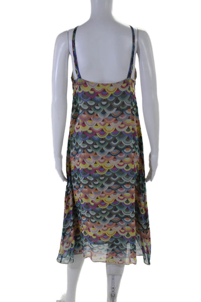 Tibi Womens Abstract Print Sleeveless Long Dress Silk Multicolor 12