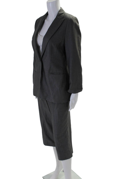 Giorgio Armani Womens One Button Peak Lapel Tapered Leg 2 Piece Suit Gray 44