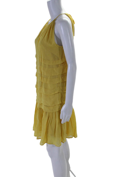 Simona Barbieri Womens Sleeveless Tiered Long Dress Yellow Size Large