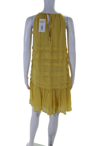 Simona Barbieri Womens Sleeveless Tiered Long Dress Yellow Size Large