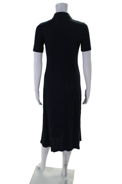 Rag & Bone Women's Short Sleeves Quarter Button T-Shirt Maxi Dress Blue Size XS