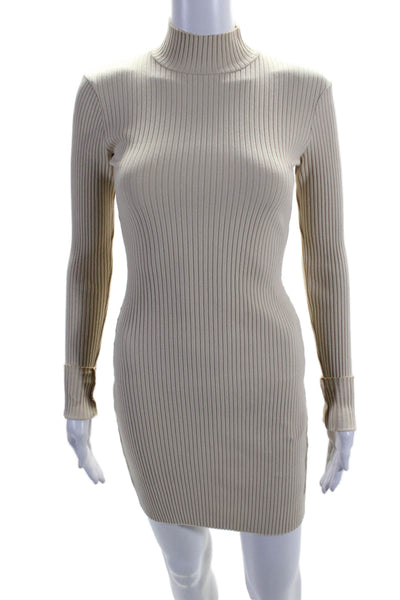 Cotton Citizen Womens Cotton Long Sleeve Turtleneck Sheath Dress Beige Size XS