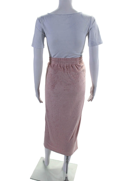 Found in Italy Womens Velour Henley Long Sleeve Top Maxi Skirt Set Pink Size S