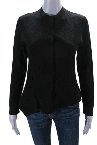 Morgane Le Fay Womens Round Neck Button Up Cardigan Sweater Black Size S