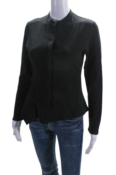 Morgane Le Fay Womens Round Neck Button Up Cardigan Sweater Black Size S