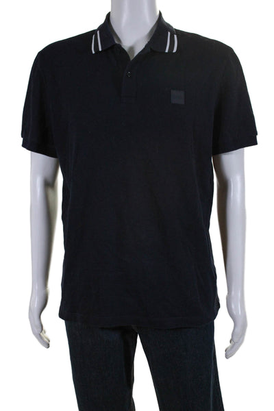 Boss Hugo Boss Mens Cotton Short Sleeve Collared Polo Shirt Blue Size L