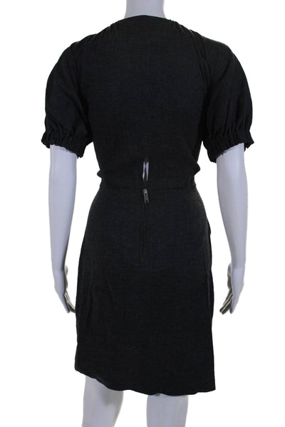 Etoile Isabel Marant Womens Linen V Neck Ruffled Pencil Dress Black Size EUR 42