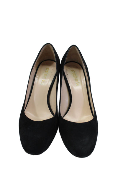 275 Central Womens Suede Round Toe Slide On Pumps Jet Black Size 36.5 6.5