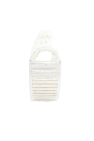 Cult Gaia Womens Pearlescent Acrylic Structured Ark Top Handle Bag White