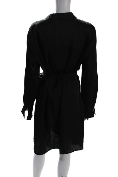 BB Dakota Womens Twist Front Collared Long Sleeve Button Up Dress Black Size XL