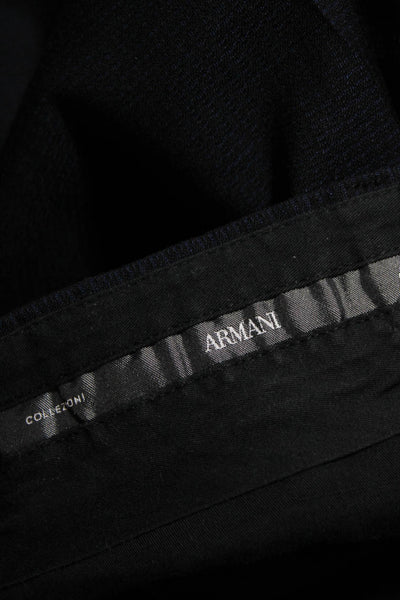 Armani Collezioni Mens Flat Front Tapered Leg Dress Pants Blue Size 32