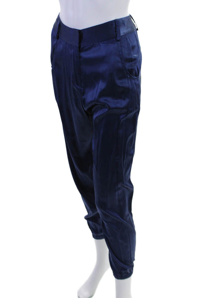 Jennifer Hope Womens Silk High Rise Tapered Trousers Blue Size XS