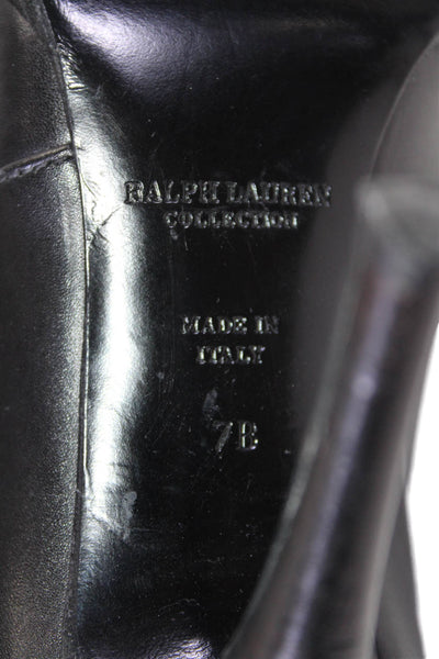 Ralph Lauren Collection Womens Stiletto Cap Toe Pumps Black Leather Size 7B