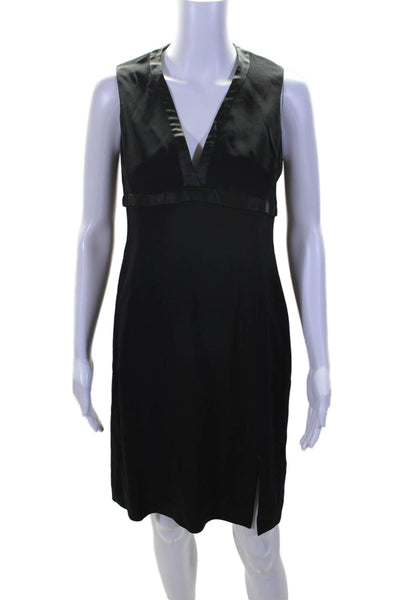 Valentino Roma Womens V Neck Sleeveless Pencil Dress Black Size 46